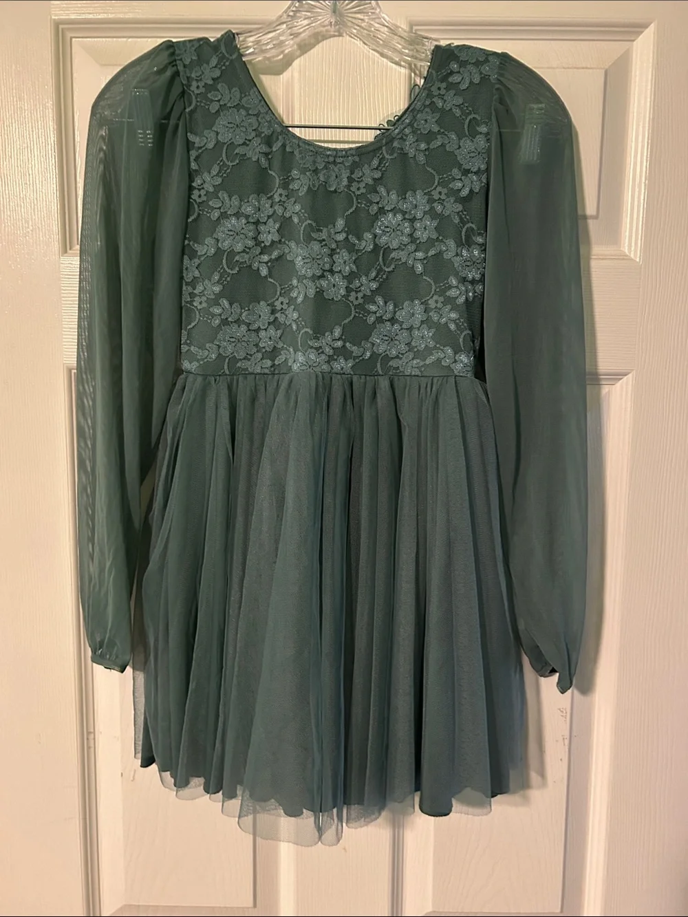 Weissman Sage Green Lace & Tulle Dance Dress